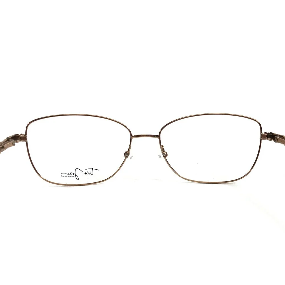 Tres Jolie Eyeglasses Frames 196 200 Dark Gold Tortoise Crystals 59-17-145